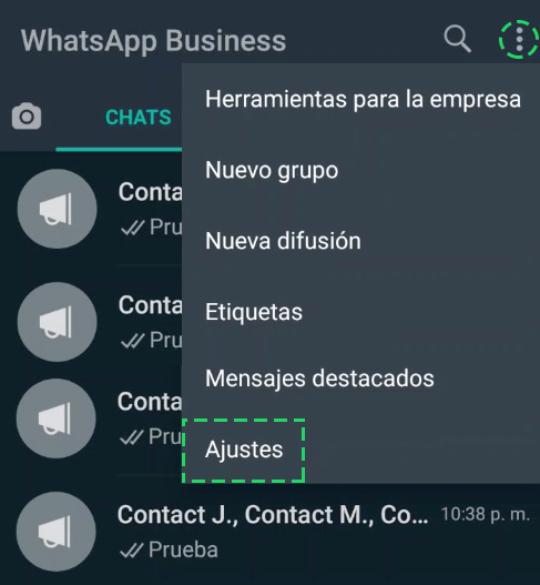 MUNDOVIVO acceso ajustes whatsapp
