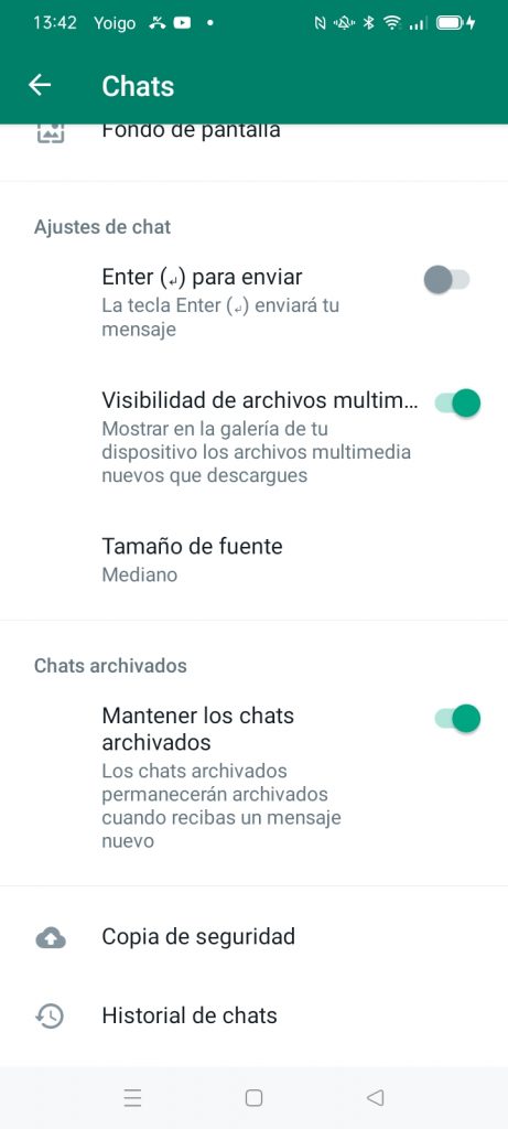 MUNDOVIVO ajustes whatsapp